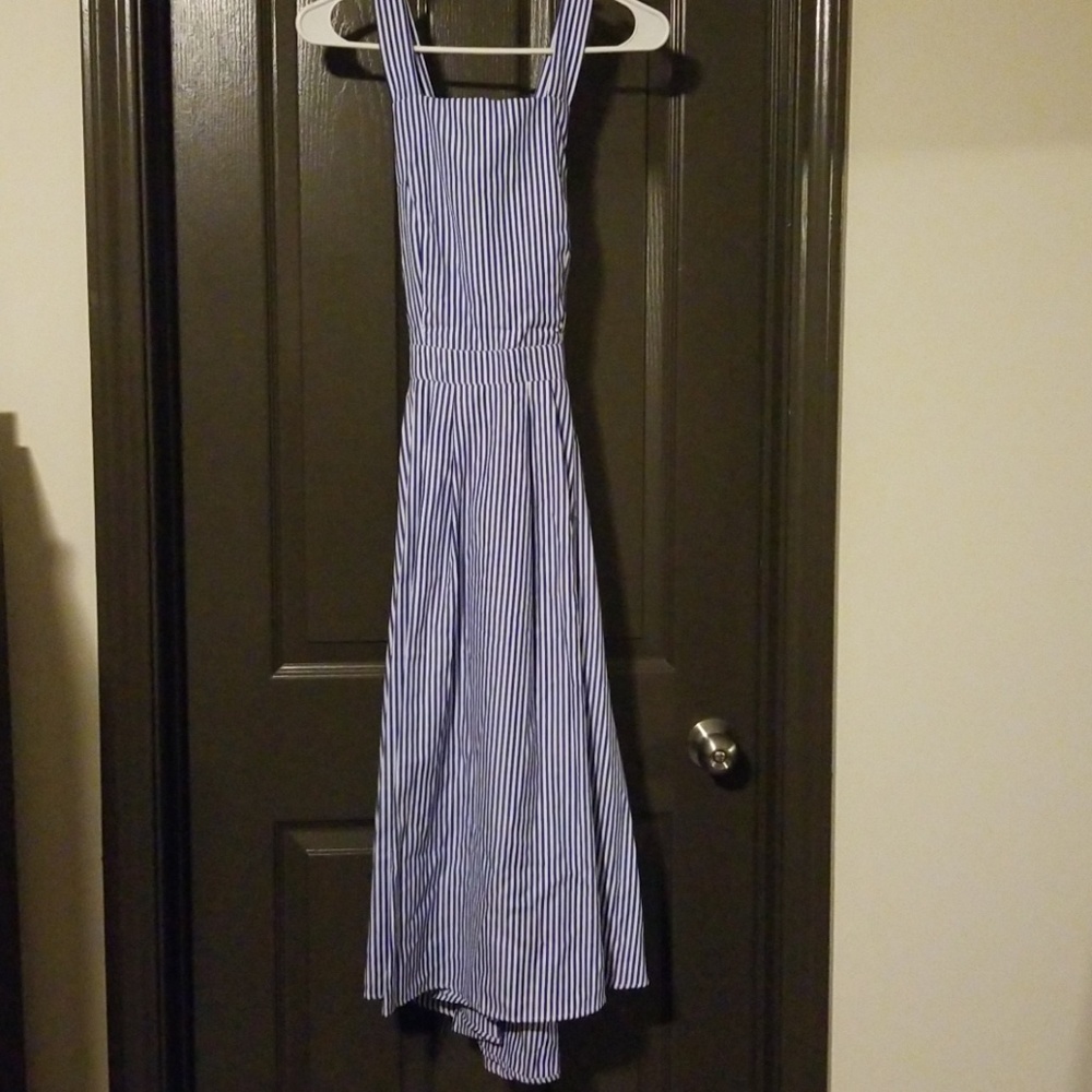 Striped Criss Cross Back Swing Dress